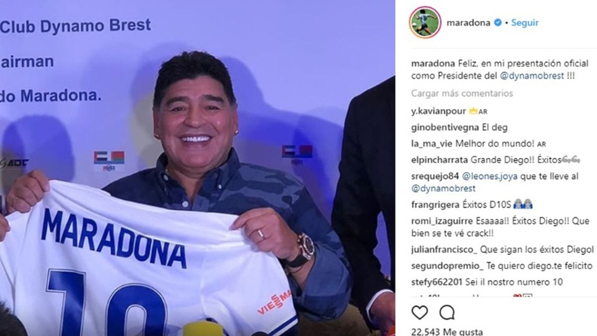 Maradona asumió como presidente del Dinamo Brest