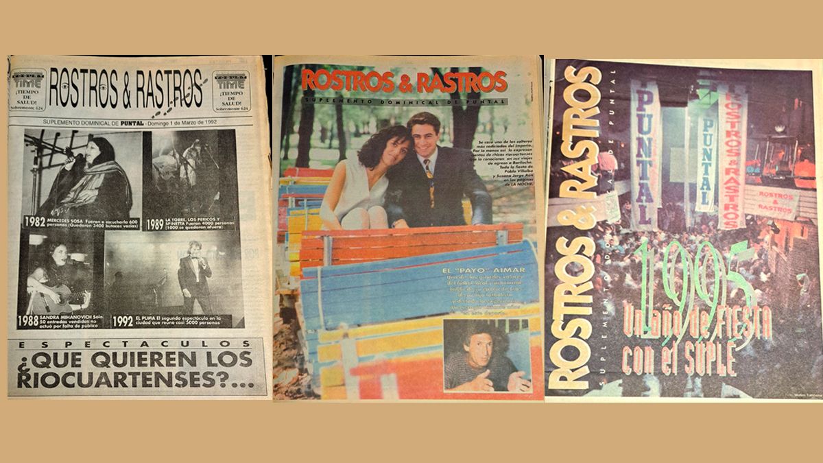 Tapas del suplemento Rostros & Rastros correspondientes a marzo 1992 y diciembre 1995.