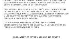 se conocieron quienes son los jugadores apartados del plantel de estudiantes