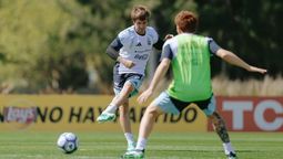La Selección Argentina entrenando en Ezeiza.