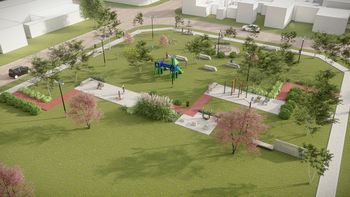 Imagen digitalizada que muestra cómo será el nuevo gimnasio al aire libre en barrio Las Quintas.
