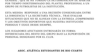 Se conocieron quiénes son los jugadores apartados del plantel de Estudiantes
