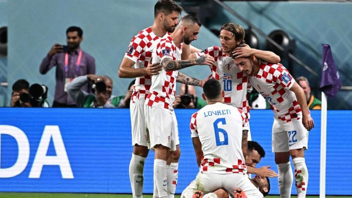 Festejo de Croacia luego de vencer a Canada por 4-2