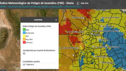 Alertan que lunes será crítico para incendios forestales por calor y fuertes vientos en Córdoba