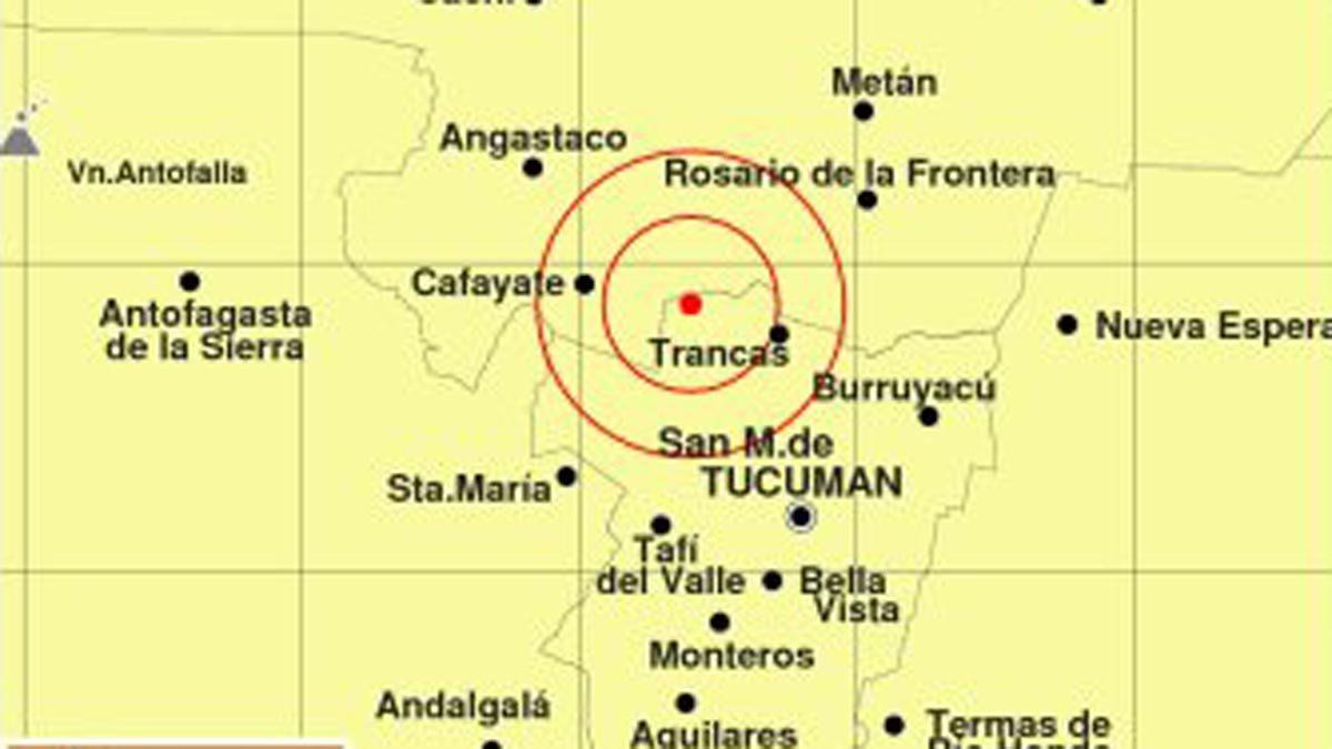 El sismo tuvo epicentro al norte de San Miguel de Tucumán.