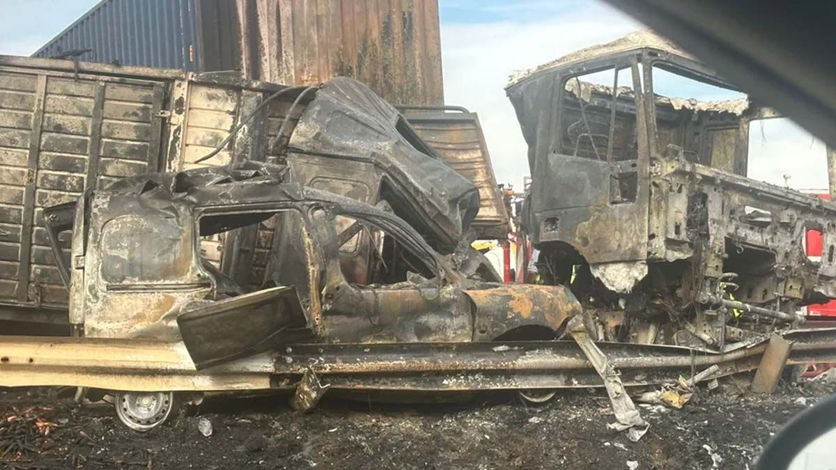 Dos camiones chocaron y se incendiaron en la Ruta 9 a la altura de ...