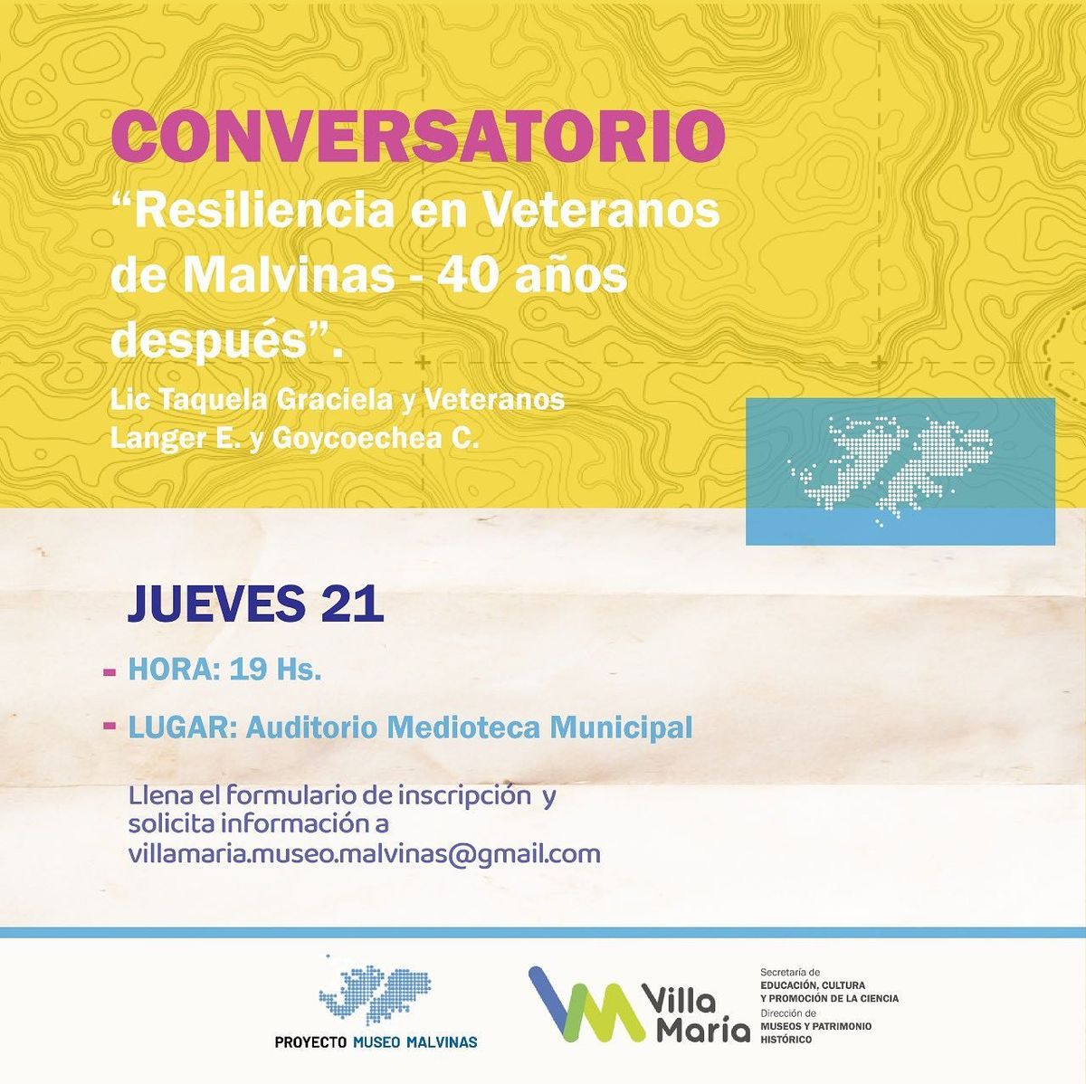 Realizarán el conversatorio Resiliencia en Veteranos de Malvinas