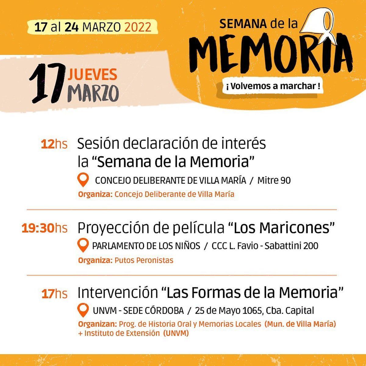 La agenda que preparó el Municipio por la Semana de la Memoria