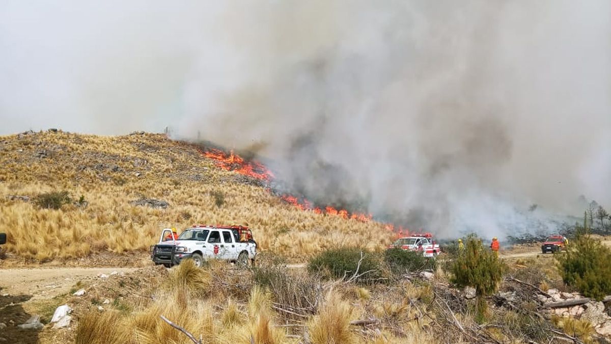 Los bomberos llevan más de una semana sin respiro en las sierras del sur.