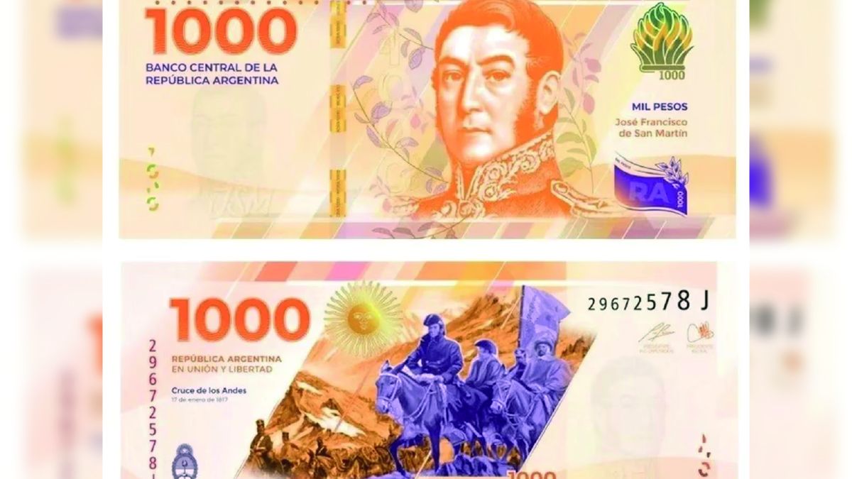 San Martín vuelve a los billetes: el Banco Central confirmó su imagen en los de 1.000 pesos