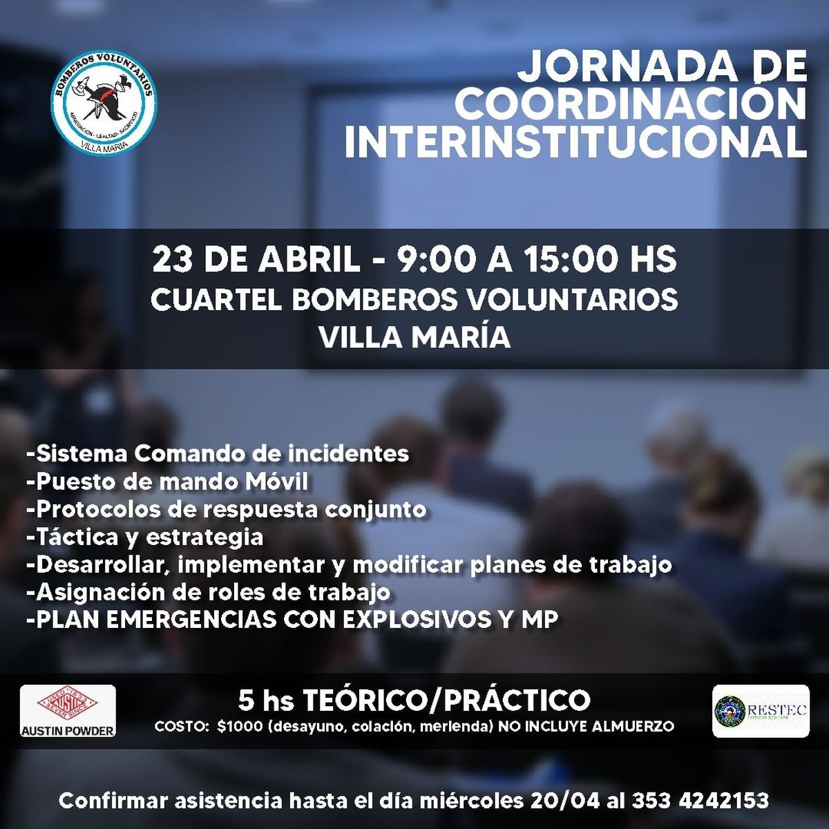 Bomberos realizará una Jornada de Coordinación Interinstitucional