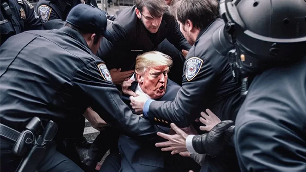 EstadosUnidos: Falsas imágenes delexpresidente Donald Trump en el supuesto momento de ser arrestado