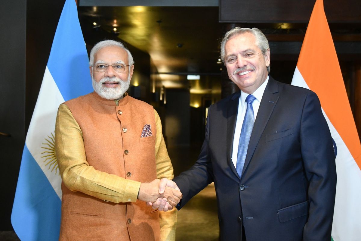 El presidente Alberto Fernández y el primer ministro de India