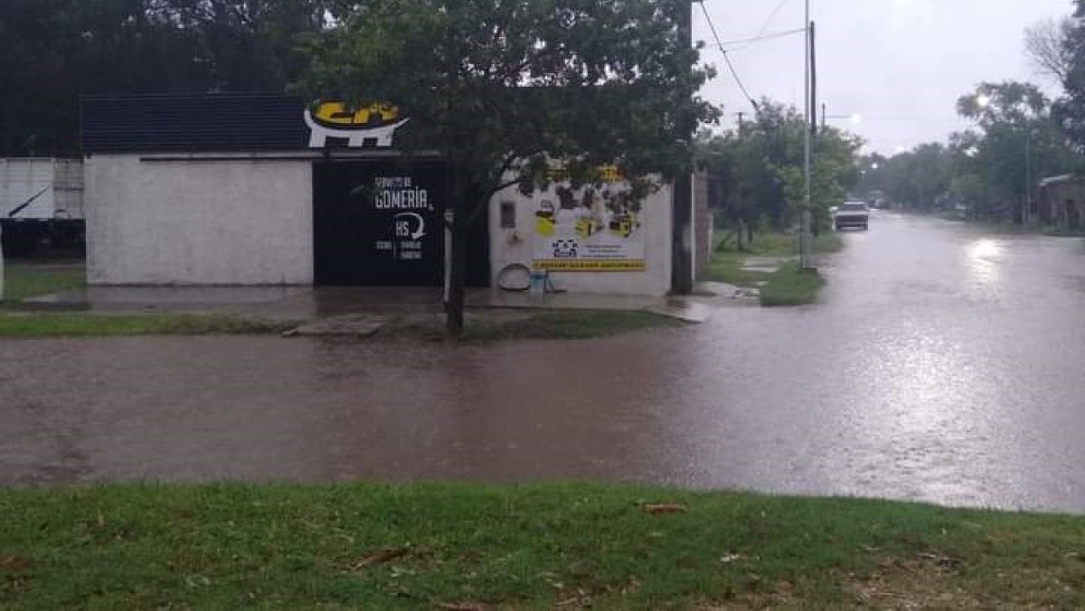 Imagen de la localidad de General Levalle afectada por las intensas lluvias. 