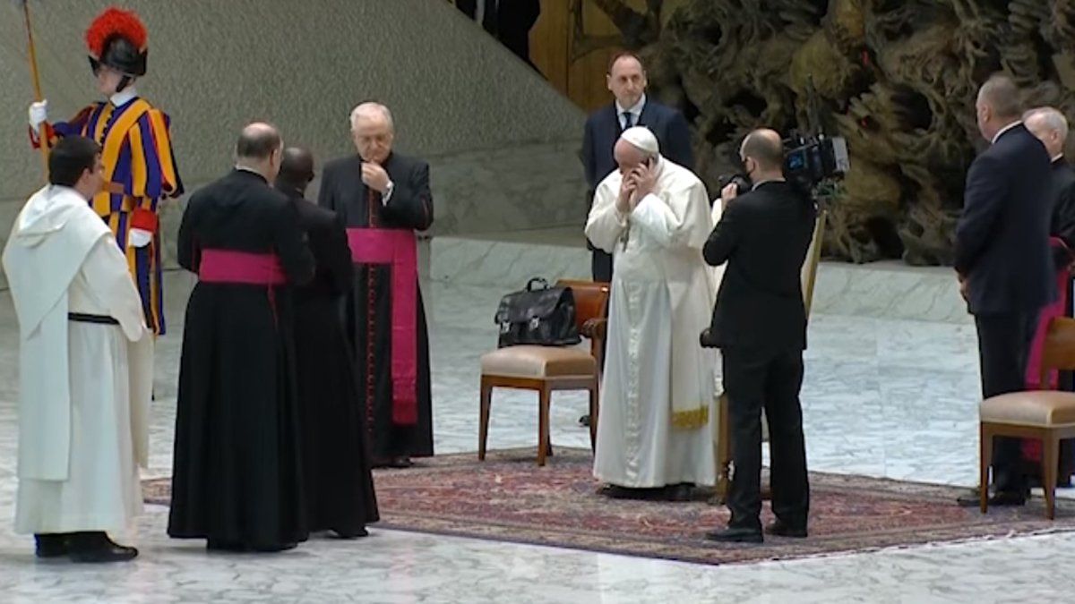 El papa Francisco interrumpió la audiencia general para atender una llamada.