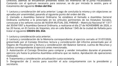 Acta del Concejo Directivo de Nueva Mutual del Paraná