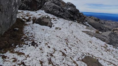 En medio de la ola polar, el Champaquí se tiñe de blanco
