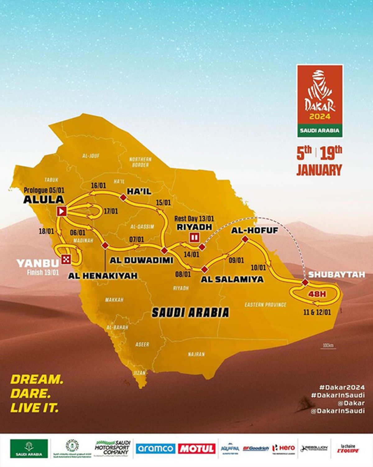 El recorrido en detalle del Rally Dakar 2024.