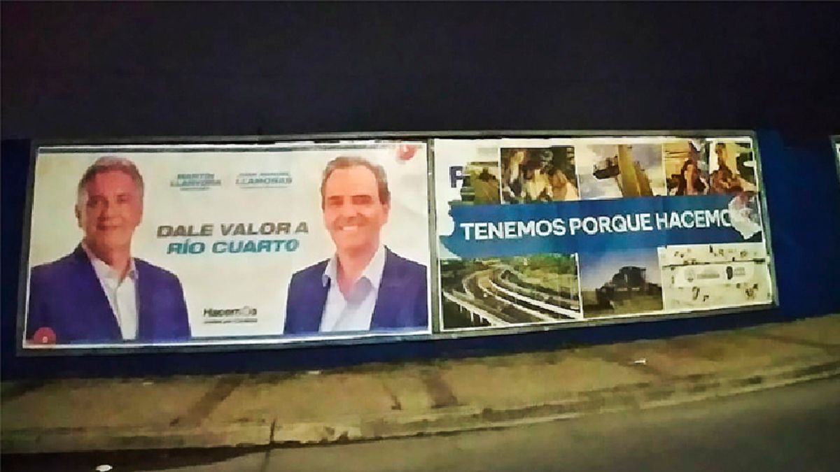 Ya aparecieron los afiches de Martín Llaryora junto al primer legislador Juan Manuel Llamosas.