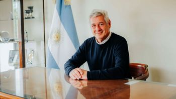Nicolás Pino, durante la charla con Puntal, en el predio de la Rural.