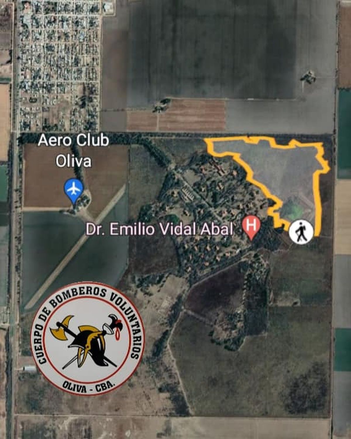 En la parte opuesta al Aero Club de Oliva se observa el área afectada por el incendio. Según Bomberos