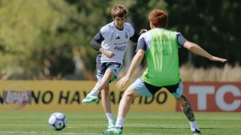 La Selección Argentina entrenando en Ezeiza.