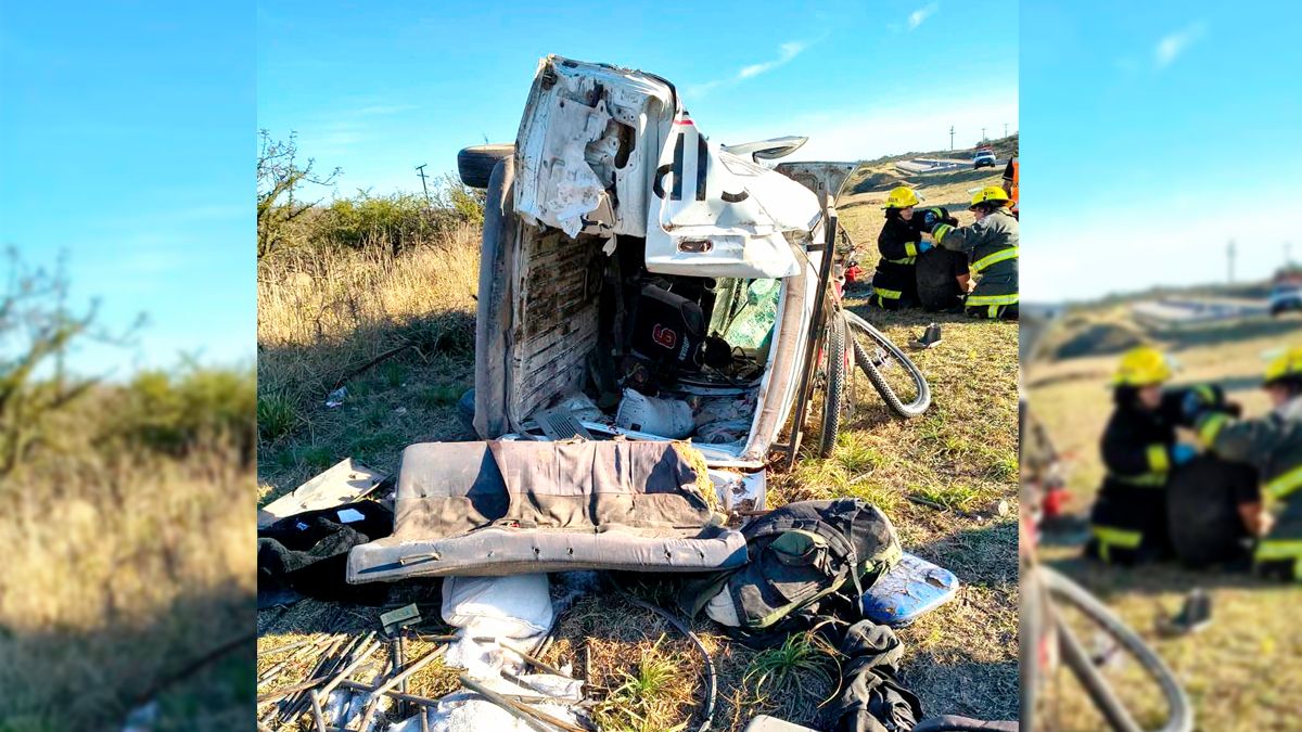 Los Cóndores: cinco heridos al volcar un utilitario en la autovía
