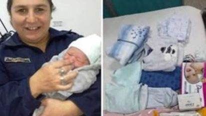 Huinca: una policía asistió a una familia de Jovita y ayudó a conseguir ropa para su bebé