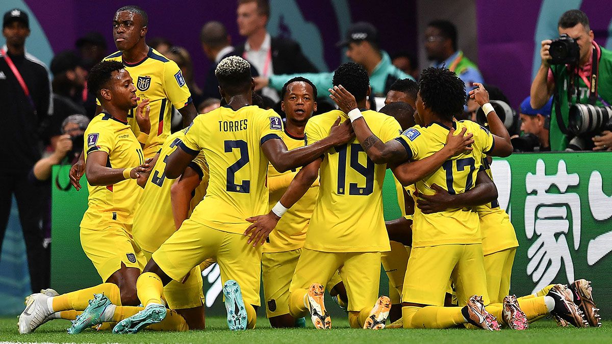 El festejo de Ecuador luego del primer gol del partido