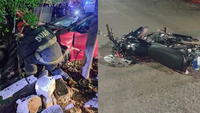 Impactante colisión entre un automóvil y una motocicleta en el oeste de la ciudad