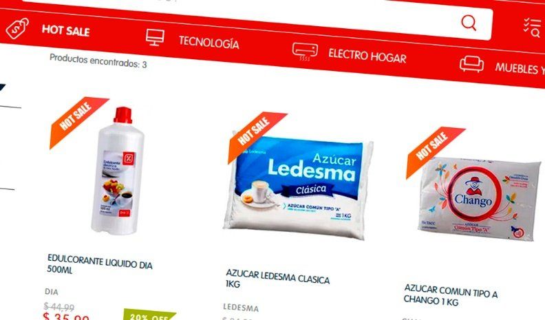 El azúcar, uno de los productos más demandados en el Hot Sale.