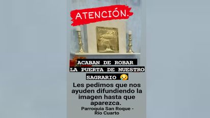 Tras un bautismo, roban objetos de metal de la parroquia San Roque
