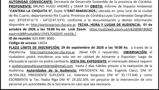 Audiencia pública ambiental digital Capítulo V