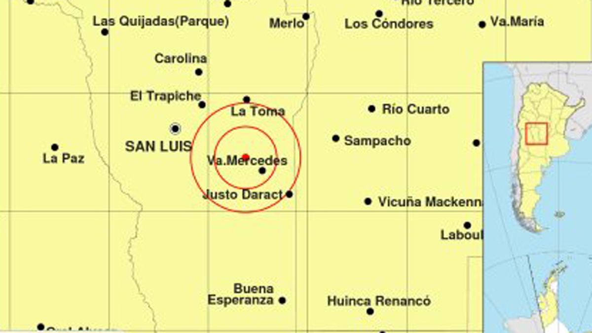 Un sismo de 4.8º cerca de Villa Mercedes se sintió en el sur de Córdoba